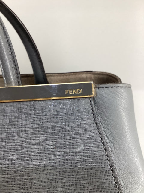 Fendi Grey 2 Jours Leather Tote Shoulder Bag