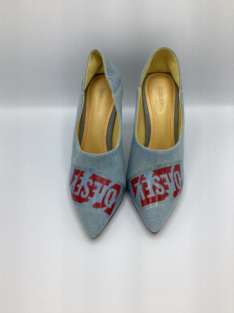 Pre Owned Diesel Sz 38 Light Denim Pump Shoes