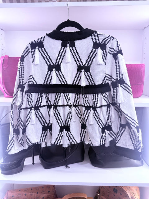 Alexis Sz S Black and White Jacket W/ Tassles