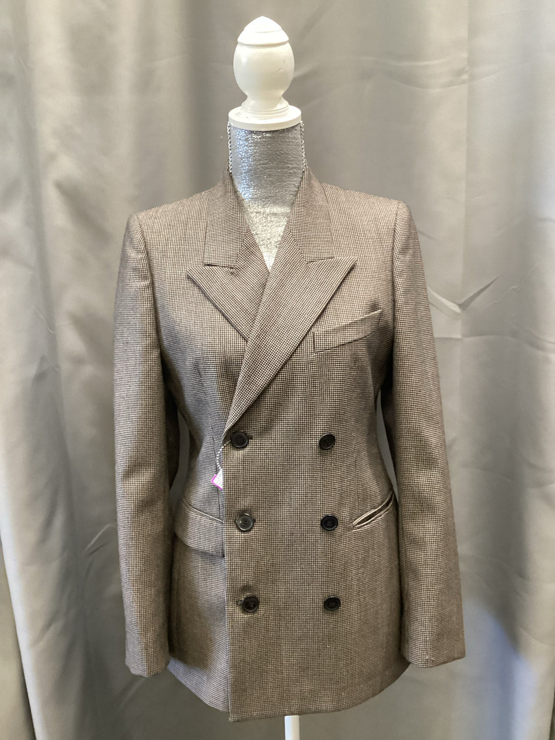 DRIES VAN NOTEN Micro Houndstooth Double Breast Blazer Sz 40