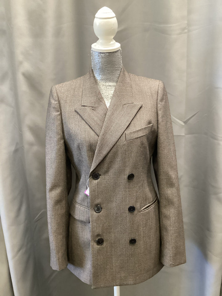 DRIES VAN NOTEN Micro Houndstooth Double Breast Blazer Sz 40