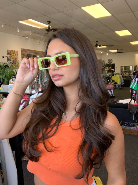 Pre Owned Cult Gaia Yellow Resin SUNGLASSES W/ Case
