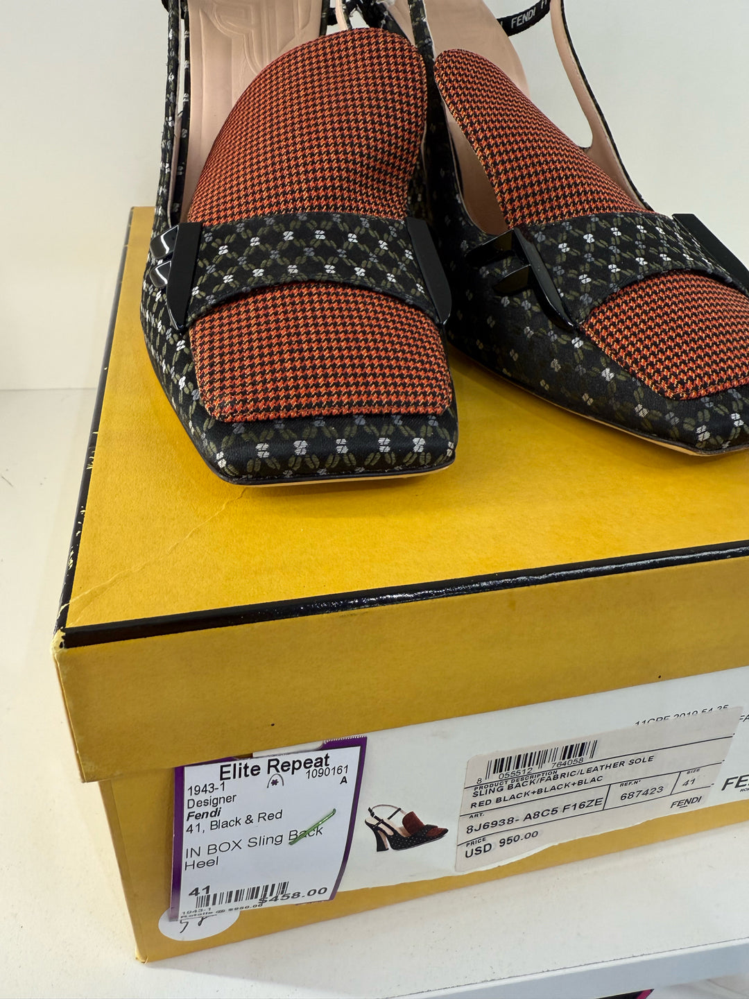Fendi Slingbox Heels Designer Shoes Sz 41 in Box