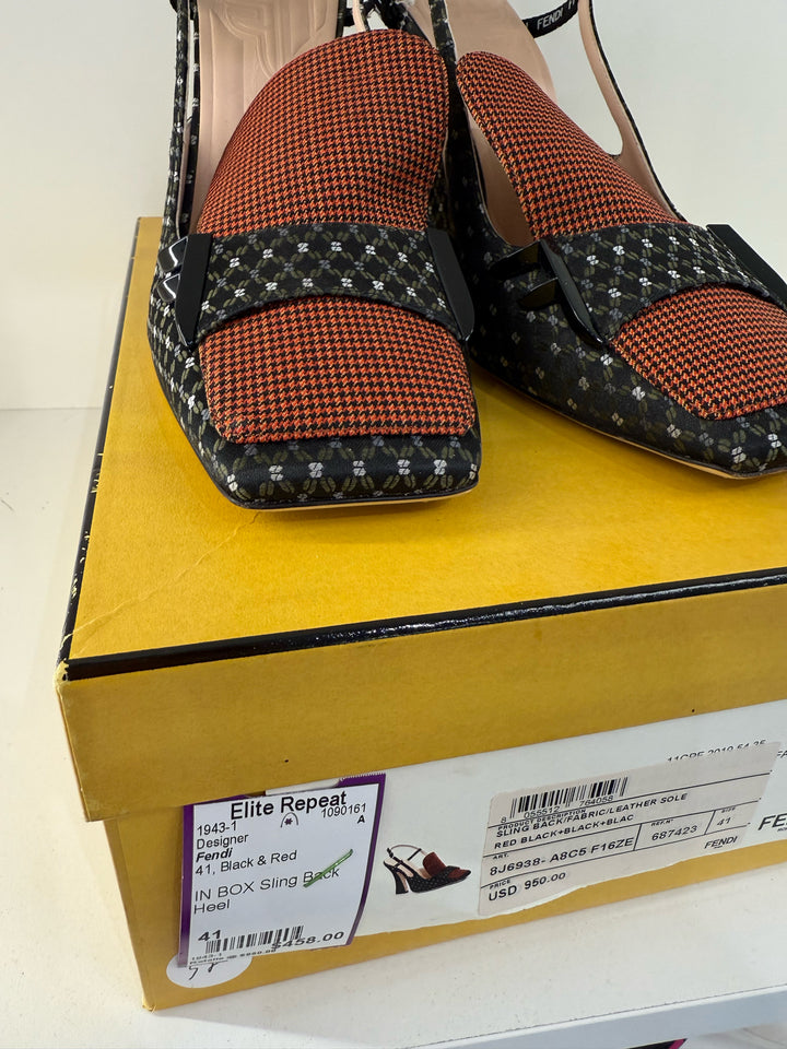 Fendi Slingbox Heels Designer Shoes Sz 41 in Box