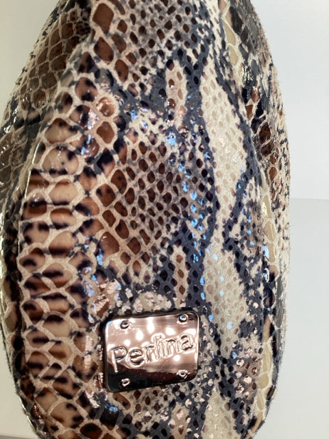 Perlina Snakeskin Print Clutch Bag
