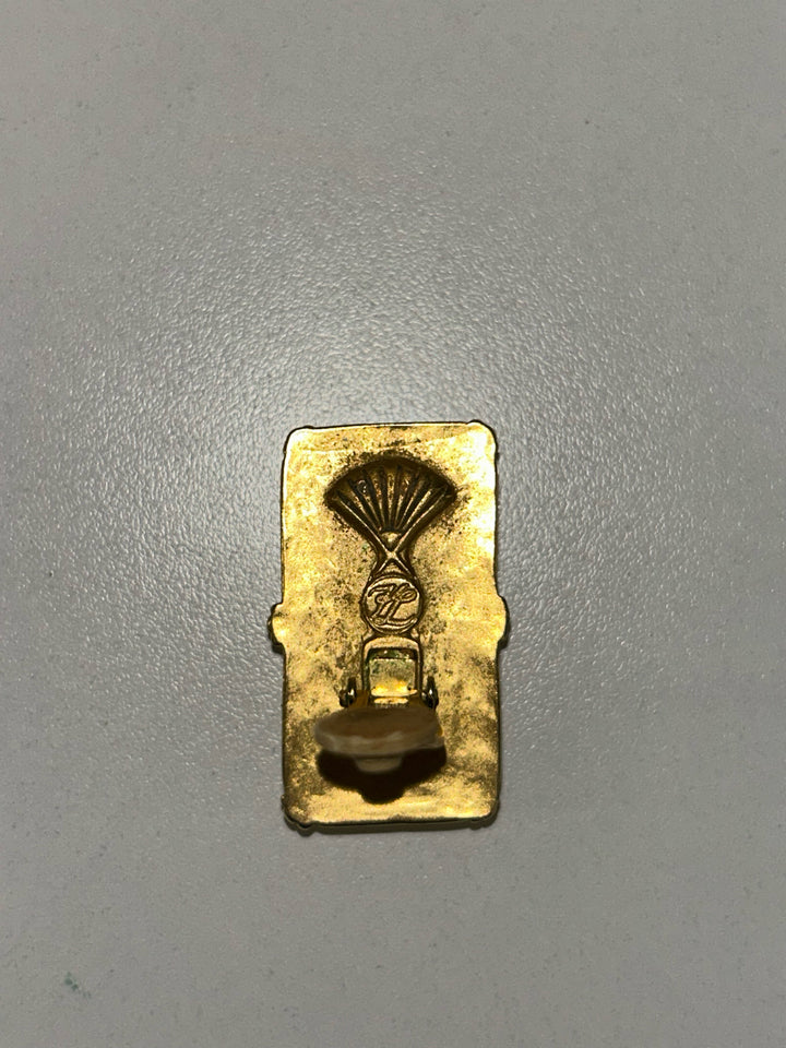 Vintage Karl Lagerfeld Clip On 1.5" Square Stone Earrings