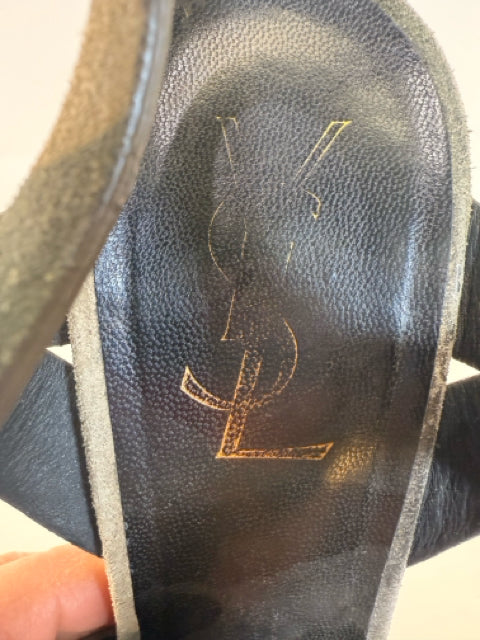Pre Owned Yves Saint Laurent Sz 6 Camo TRIBUTE Suede 5" Sandals Shoes