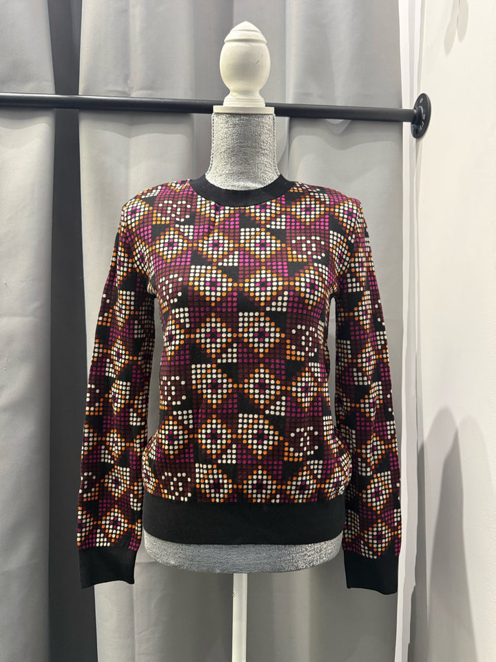 Chanel 23A Pullover Dot Print CC Logo Crew Neck Sweater