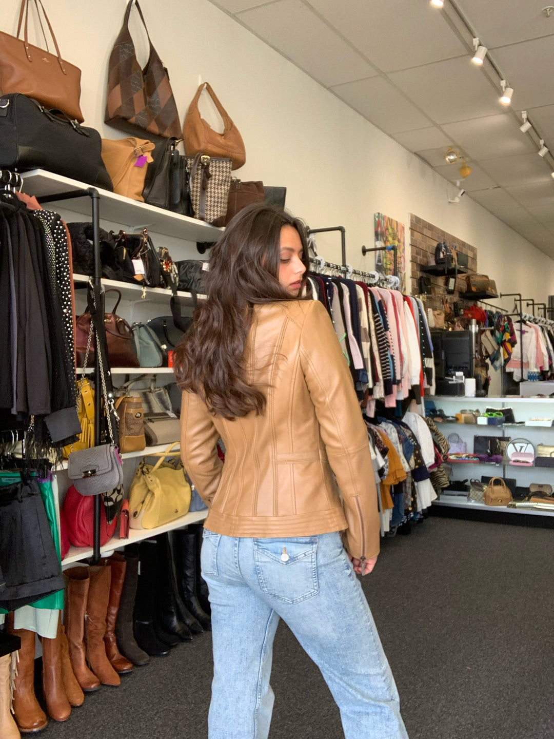 GILI Moto Leather Camel Jacket Size 4