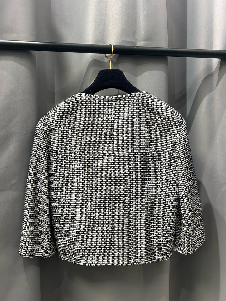 Chanel 14 Cruise Crop Bracelet Sleeve Tweed CC Buttons Jacket Sz 36