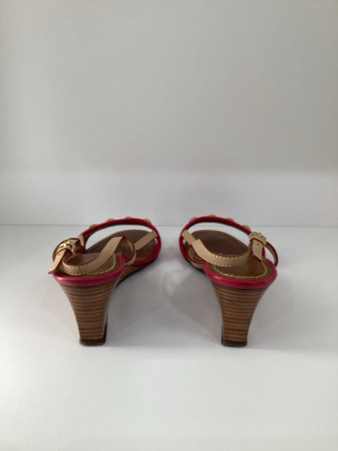 36.5 Louis Vuitton Red Wedge Heels Shoes Sandals