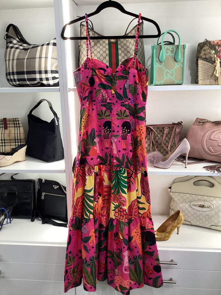 NWT FARMRIO Beaded Straps Maxi Dress Sz S