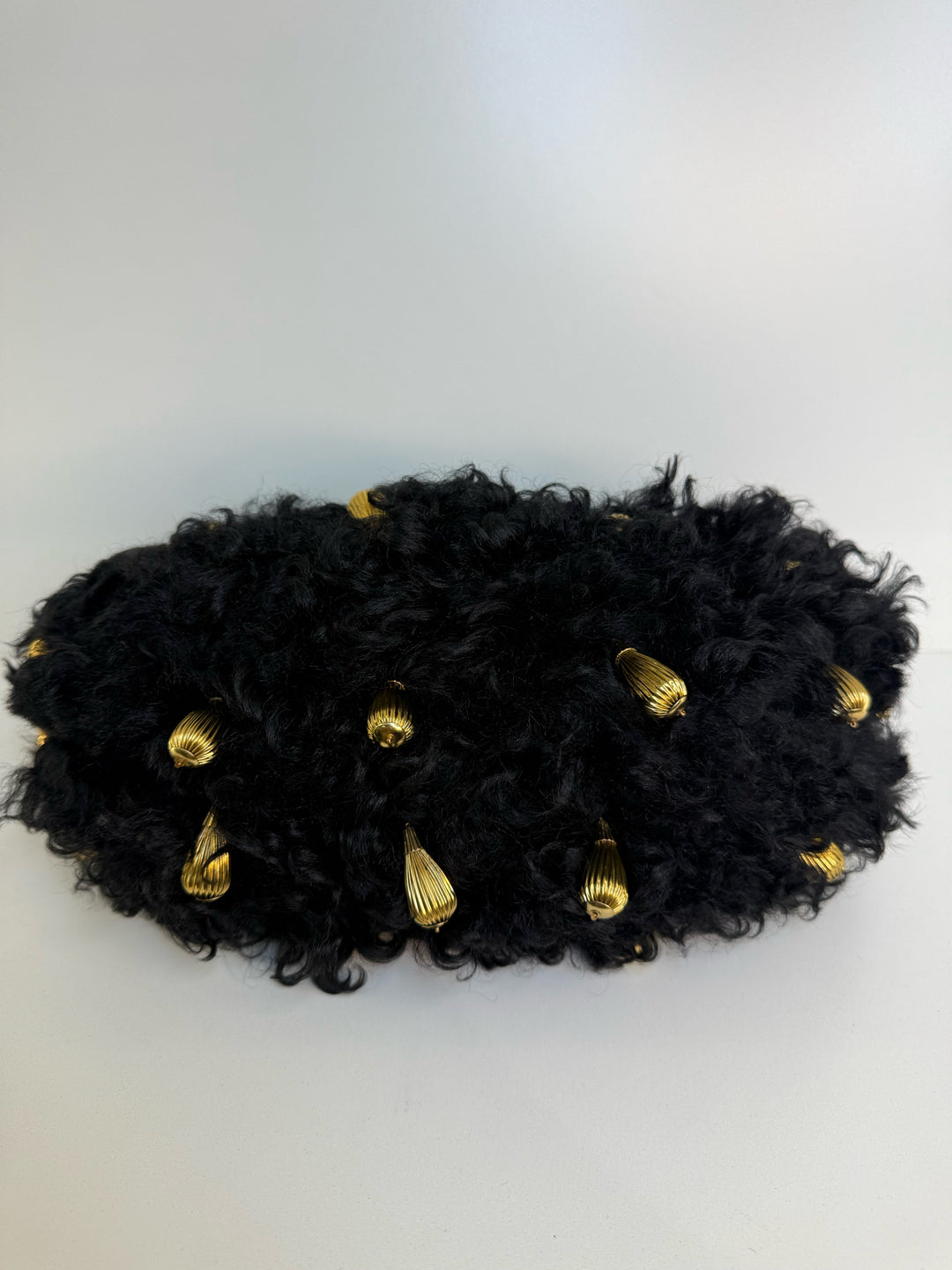 Chloe Chain Black Horse Shoulder Bag in Curly Shearling
