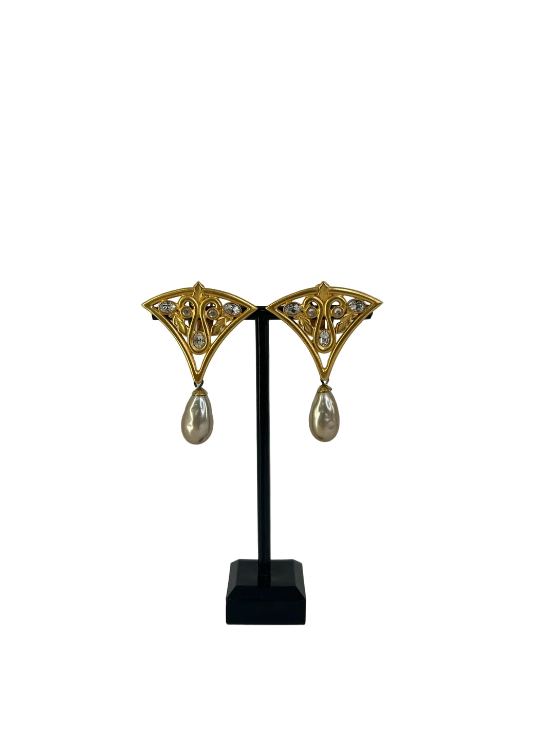 Vintage Karl Lagerfeld Inverted Triangle W/ Rhinestone Earrings
