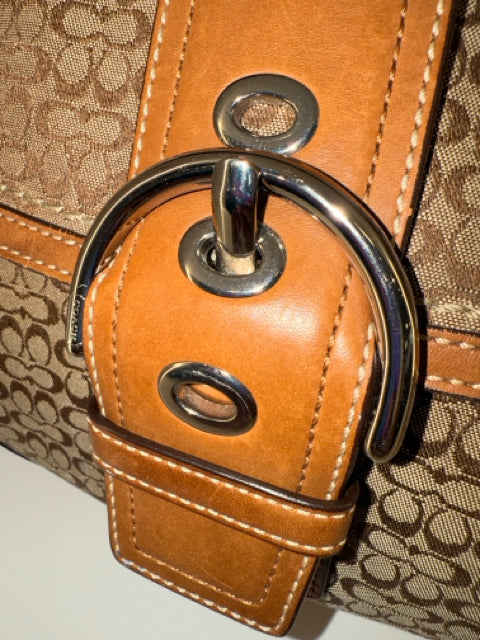 Vintage Coach Canvas Soho Flap Shoulder Bag C Monogram