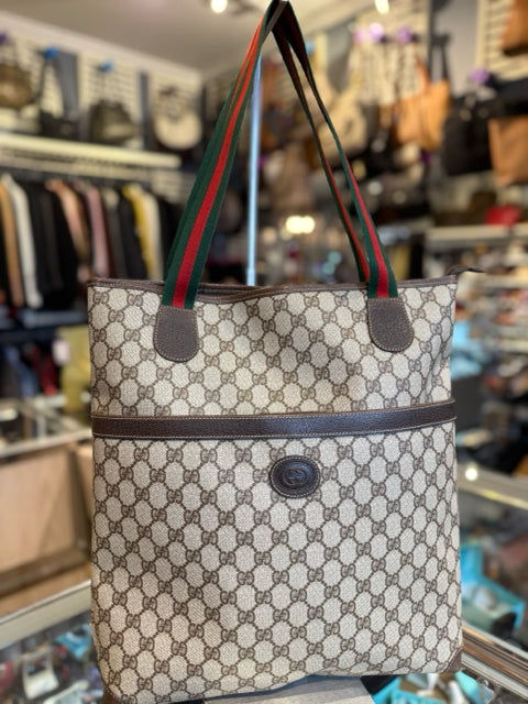Gucci Vintage Supreme Canvas Large Shopper Tote