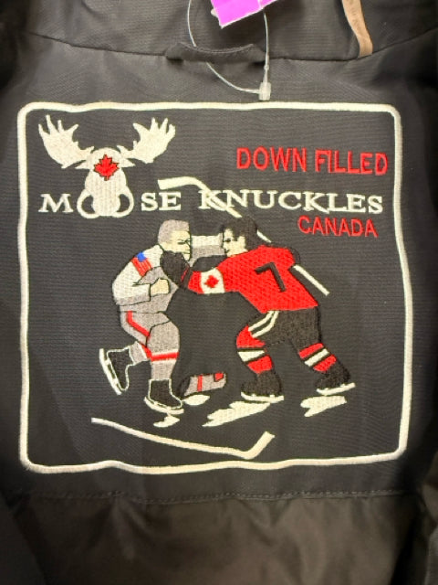 MOOSE KNUCKLES Black Winter Coat w/ Fur Collar