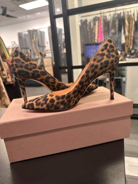 GIANVITO ROSSI Sz 38 Velvet Leopard Pump Shoes