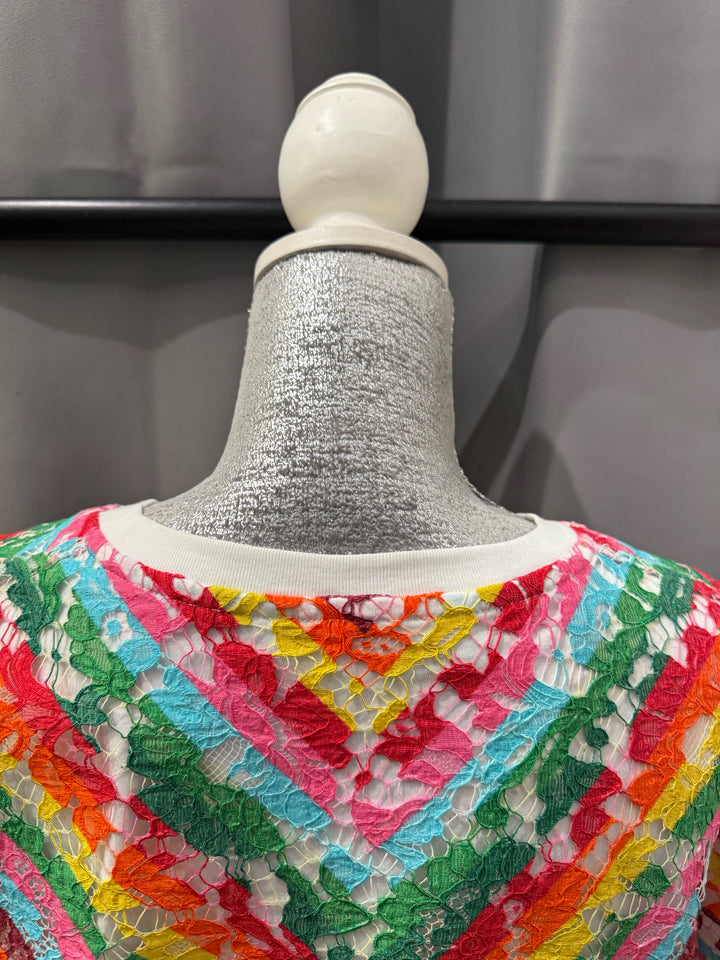 Valentino Garavani S/S Lace Chevron Top Size L