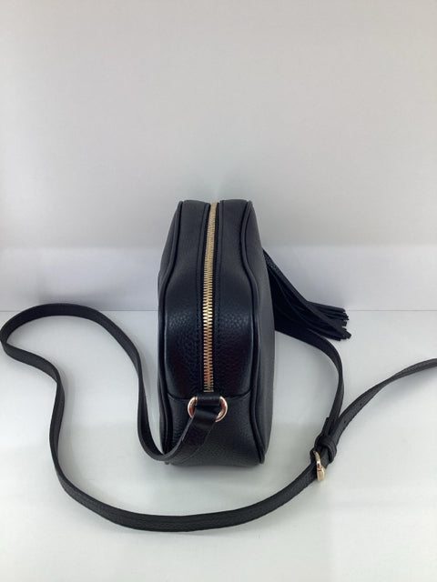 Pre Owned Gucci Black Pebbled Leather Soho Disco Crossbody Designer Bag