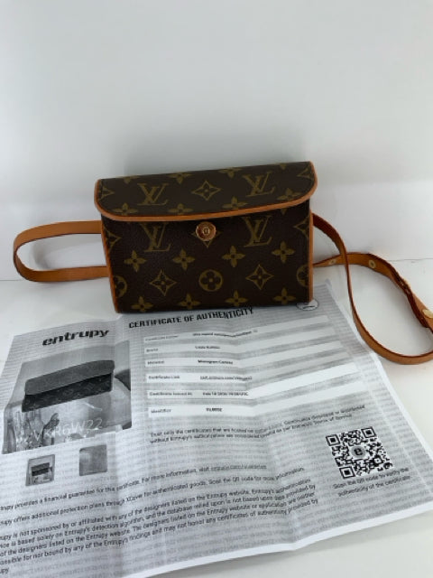 Vintage Louis Vuitton Coated Canvas Brown Mini Poucette Florentine FL0052 Monogram Bag