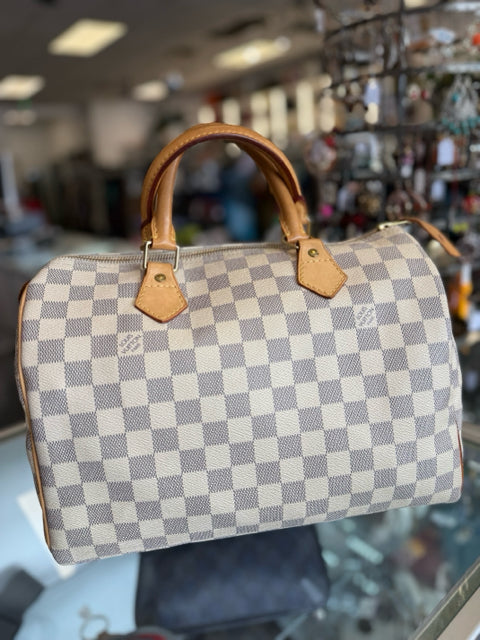 Louis Vuitton Canvas Damier Azure Speedy 30 Bag