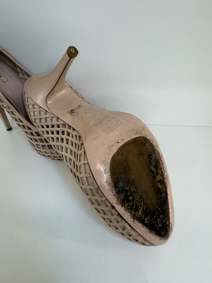 39 Miu Miu Netting Platform Shoes Sz 39