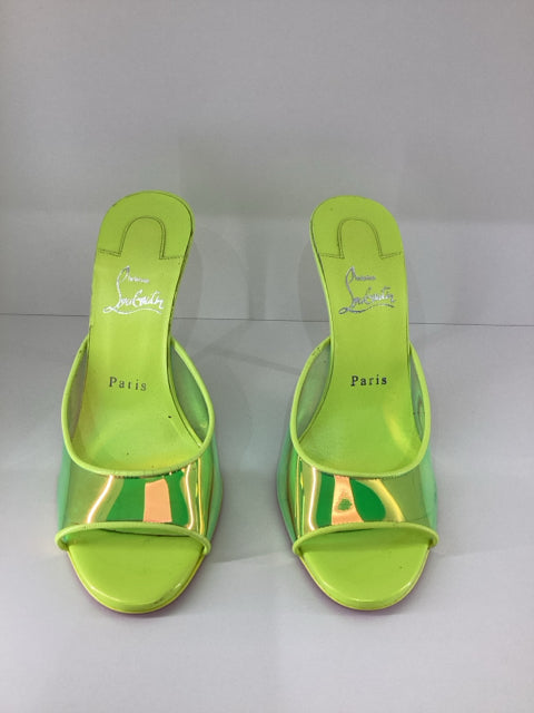 Sz 38 Christian Louboutin Chartruese Mule Sandals Heels