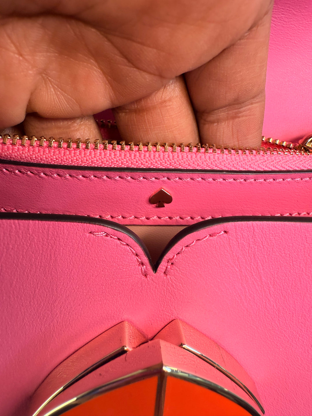 Kate Spade Bright Pink Heart Turnlock Cross Body Bag