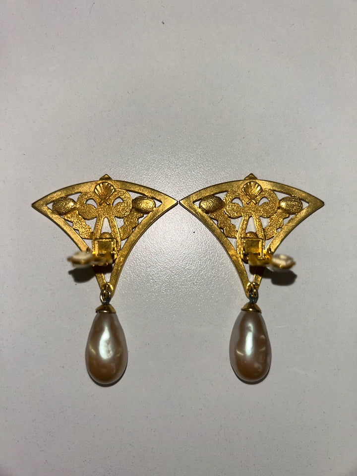 Vintage Karl Lagerfeld Inverted Triangle W/ Rhinestone Earrings