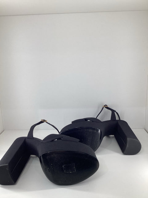 Pre Owned Yves Saint Laurent Sz 39 Grosgrain Bianca Platform Sandal Designer Shoes