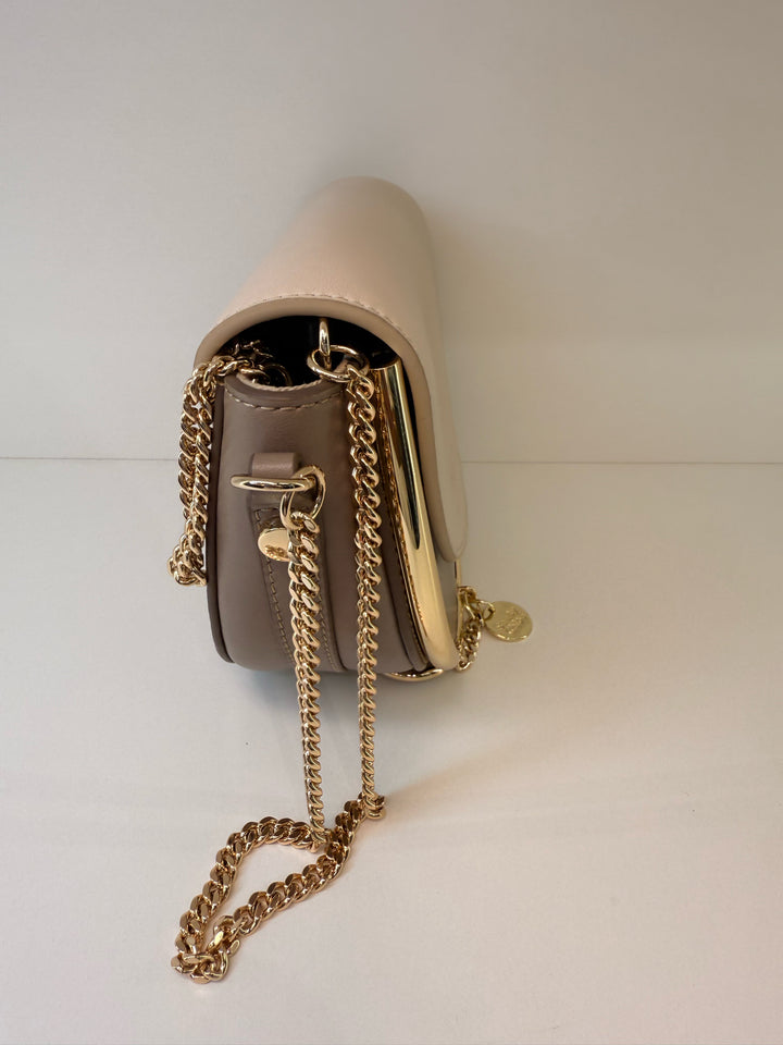 See By Chloe Leather Taupe & Tan Cross Body Bag
