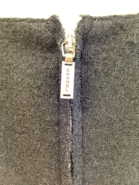 Chanel Sz 38 Black and Creme Sleeveless Wool Gown Dress