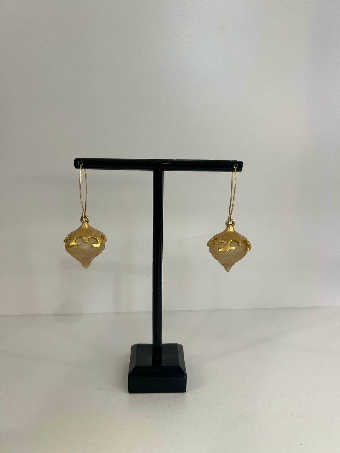 Vintage Karl Lagerfeld Wire Capped Glass Kiss drop Earrings