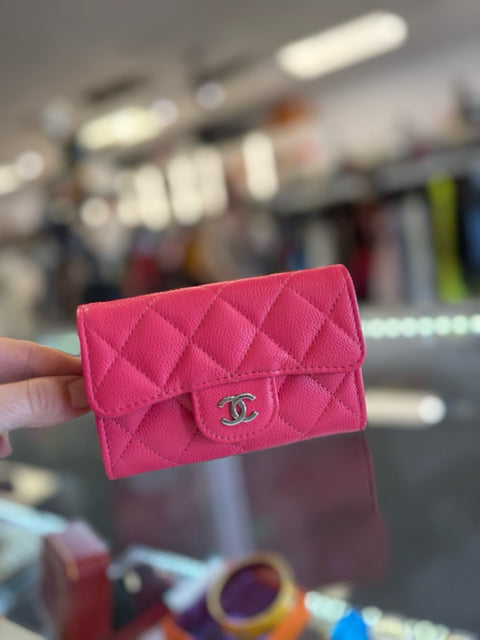 Chanel Fuschia Caviar Cards Cases Full Set