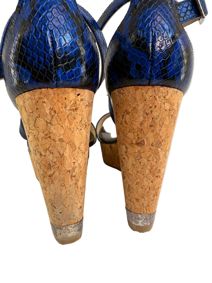 Jimmy Choo Navy Snake Designer Shoes Sz 41