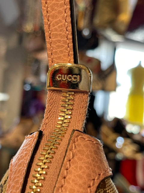 Gucci GG Canvas Leather Hobo Bag  Designer Handbag