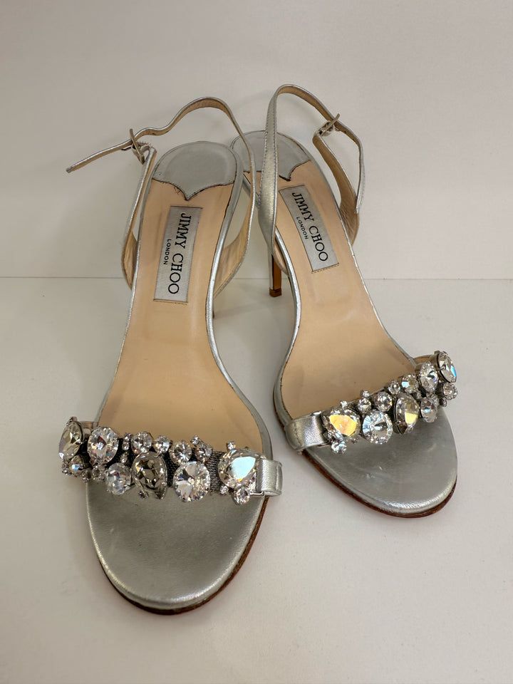 Jimmy Choo Silver Sandals Sz 39.5
