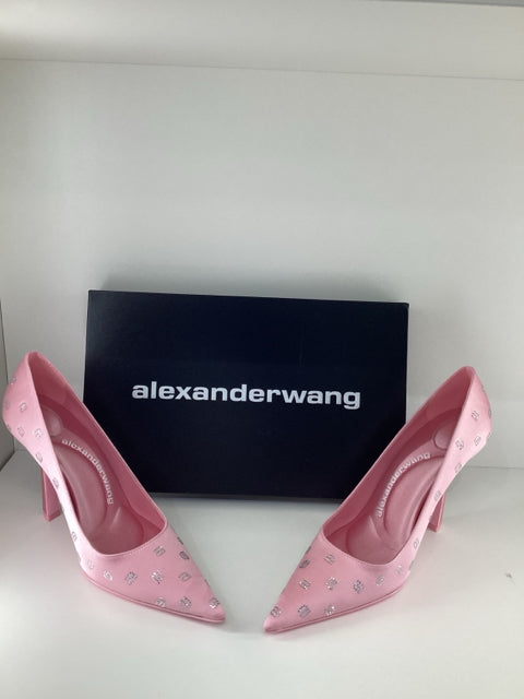 Sz 37 Alexander Wang Pink Pumps Heels Shoes Crystal Logo