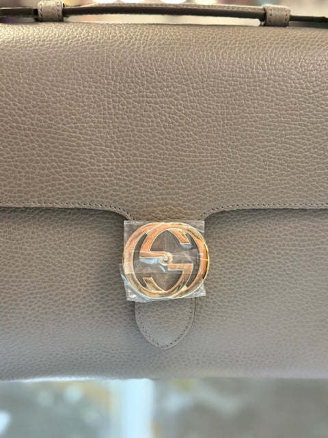 Gucci Leather Grey w/ Top Handle & Dustbag Designer Bag