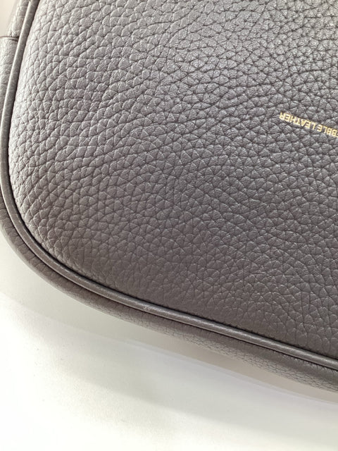 NWT Coach Zip Top Stud Strap Grey Pebbled Leather Bag Tote Purse
