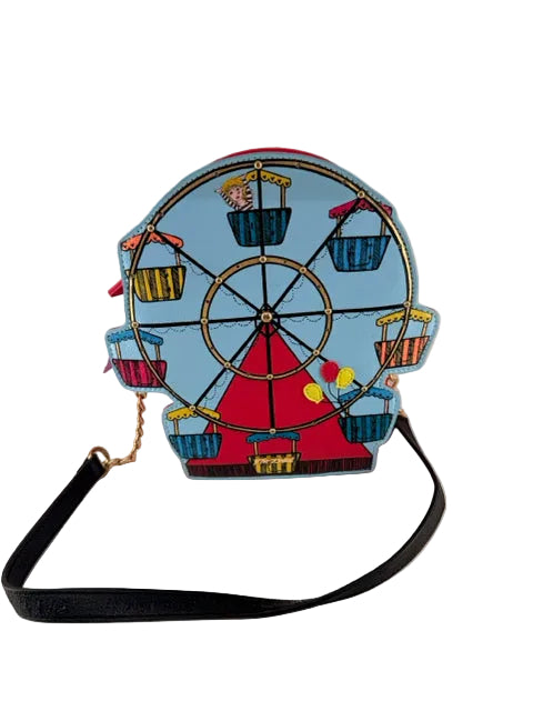 Betsey Johnson Pink Ferris Wheel Style Handbag with leather accents 