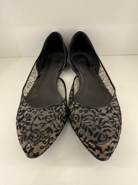 Bottega Venettta Sz 39 Black Lace Point Toe Slip Flats