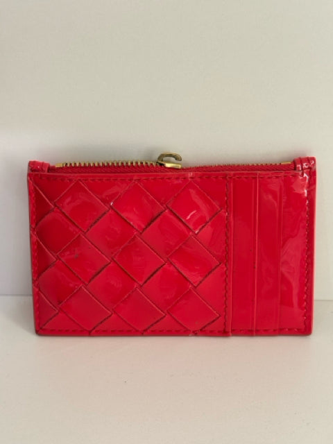 Pre Owned Bottega Venettta Patent Leather Red Card Case Designer Wallet