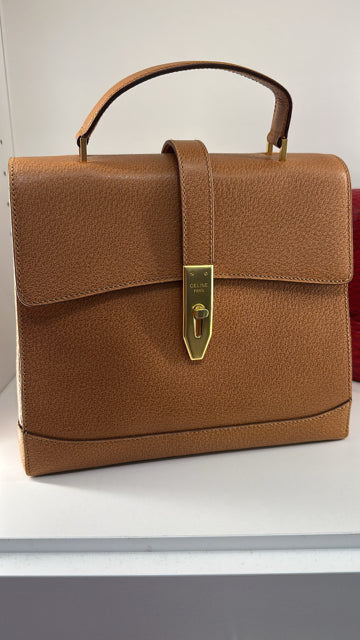 Celine Vintage Kelly With Dust Bag Designer Gold Hardware