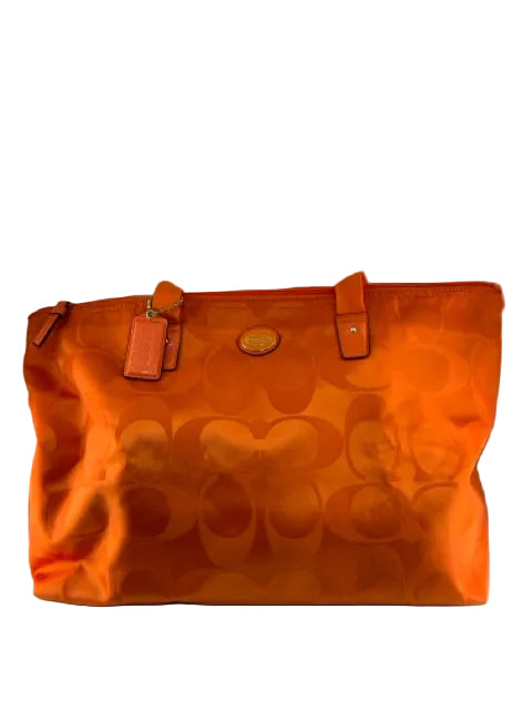 Coach Orange Nylon Tote Bag with gold hardware and cc monogram