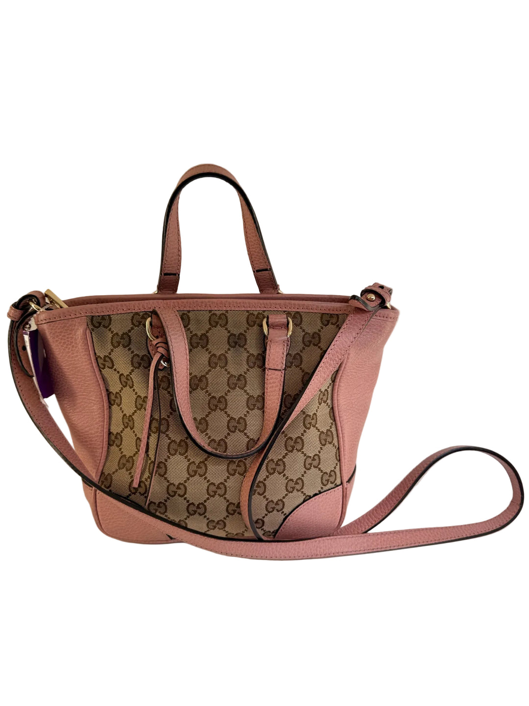 Gucci Small Bree GG Canvas Crossbody bag Pink and tan designer bag 