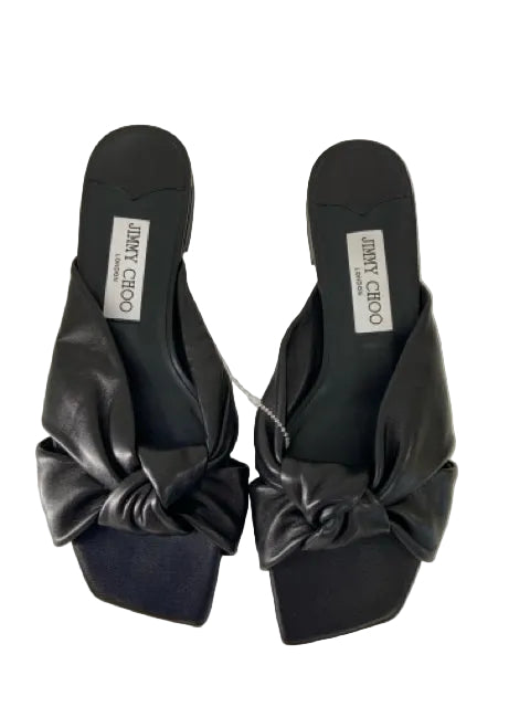 Jimmy Choo Black Mules Shoes w Box Size 37 authentic in Black with 1" inch heel.