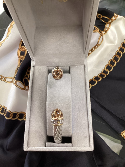 NWT John Madeiros Bracelet Open Cuff Cheetah detail w/ Box