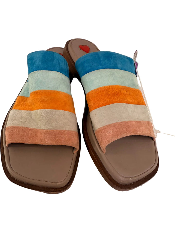Le Petite Maison Sz 38 Suede Stripe Slide Shoes